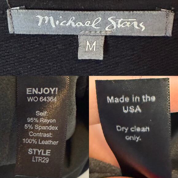 Michael Stars Leather Front Black Moto Jacket, size Medium - Picture 5 of 5